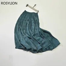 Женская темно-зеленая плиссированная юбка зимнее жемчужное Сверкающее шелковое эластичное с высокой талией длинное Горячее предложение юбка для девочек элегантная Роскошная офисная уличная