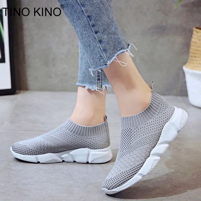 Zapatillas de malla transpirables en primavera para mujer tejido elástico zapatos transpirables mujer Casual talla