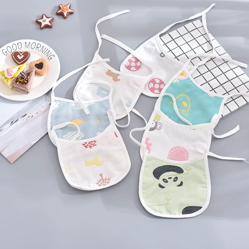 

5PCS Cotton Bib Baby Bibs Waterproof Gauze Bandana Baberos Cartoon Bavoir Saliva Towel for Slabbetjes Slabber Accessory B5012