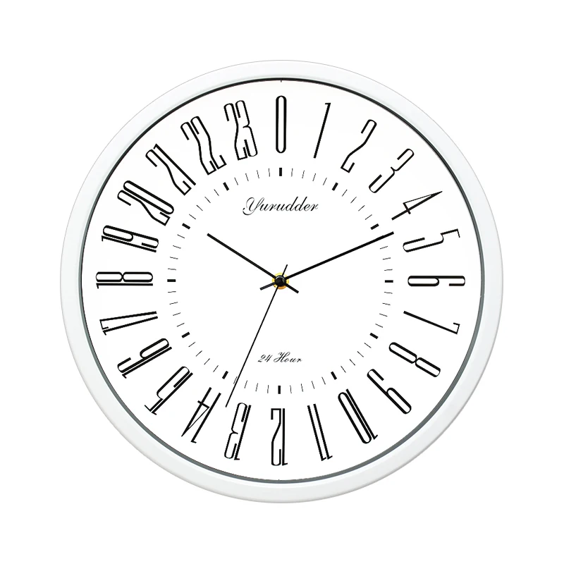 Newest 24 Hour Dial Design 2 Living Room 12 Inches Step Metal Frame Modern Fashion Decorative Round Wall clock 3