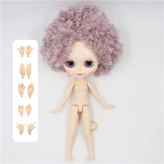 Ледяная фабрика blyth кукла 1/6 bjd белая кожа сустава тела BL1049/2352 фиолетовый микс розовый афро волосы девушка подарок - Цвет: doll and hand A