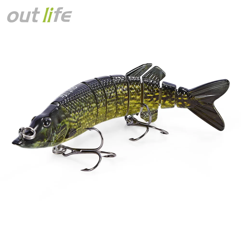 Outlife 9-segement Swimbait Crankbaits Multi-jointed Pike Muskie Fishing Lure with Treble Hook Artificial Bait Tackle 12.5cm 20g |