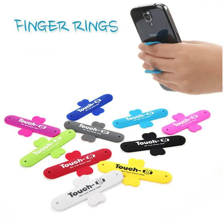 Mini Touch U One Touch Silicone Stand Finger Rings Universal Portable Phone Holder 11 Colors For iPhone 6 5s 7 Samsung Tablet PC