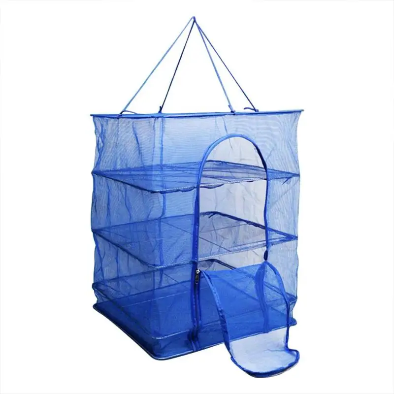 

Foldable 4 Layers Drying Net Fish Net Drying Rack Hanging Vegetable Fish Dishes Dryer Net 4 Sizes PE Hanger Fish Net