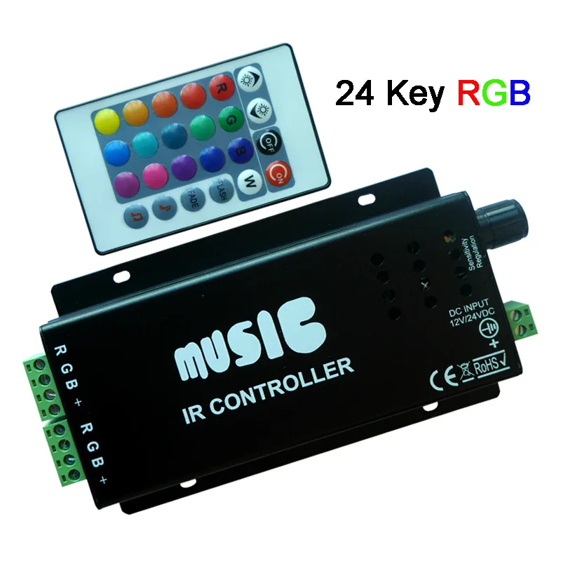 20 клавиш 24 клавиши 2,4G музыкальный контроллер DC12-24V RGB звук чувствительный дистанционный музыкальный 2 для 5050 3528 Светодиодный светильник - Цвет: 24 Key RGB