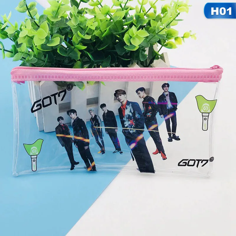 

KPOP Got7 Twice TXT Seventeen Wallet Transparent Pen Bag Stationery Bag Pecil Case Receiving Color Cosmetic New Wholesale K-pop
