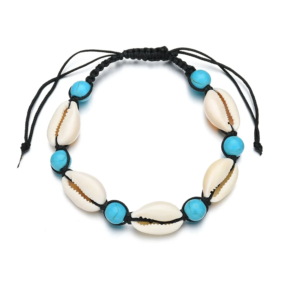 Yiustar 1 шт. Cowrie синий браслет в виде ракушки femme регулируемый boho Macrame классический