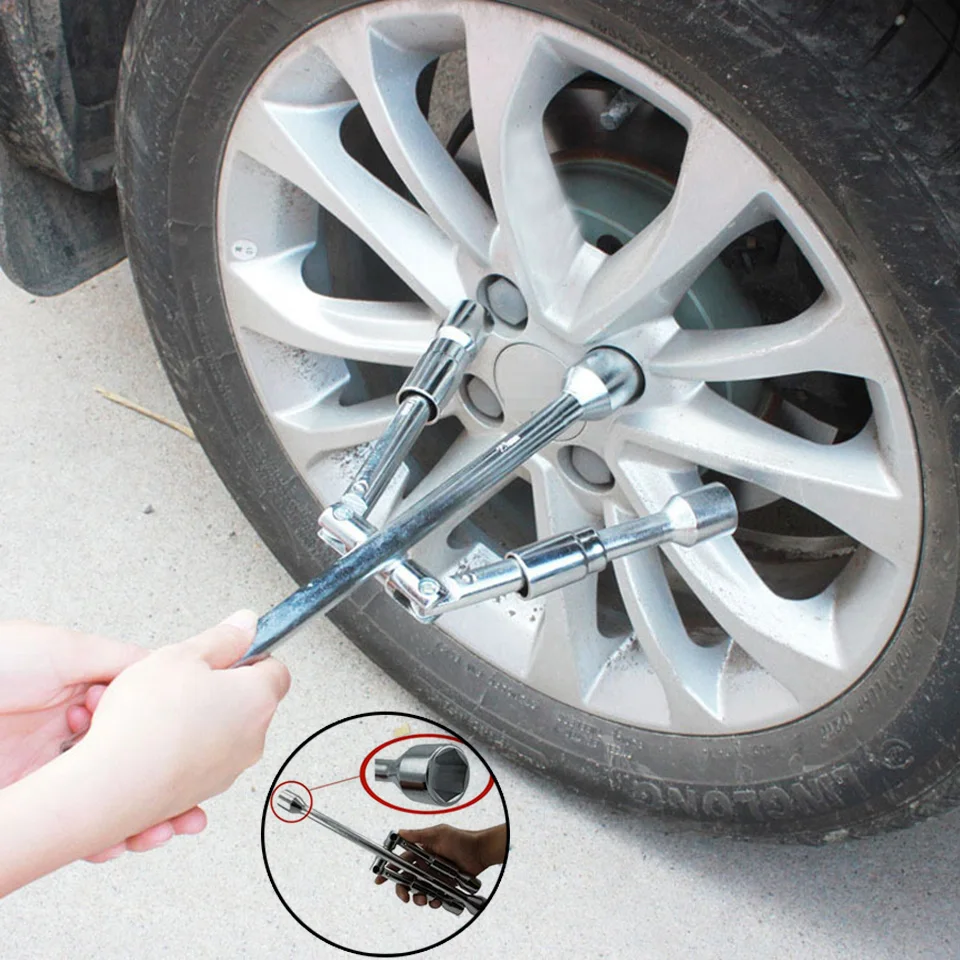 

Socket Wrench Cross Wrench 4 Way Folding Wrench Auto Car Repair Tools Tyre Remover Mounting Spanner 17mm 19mm 21mm 23mm Wrench