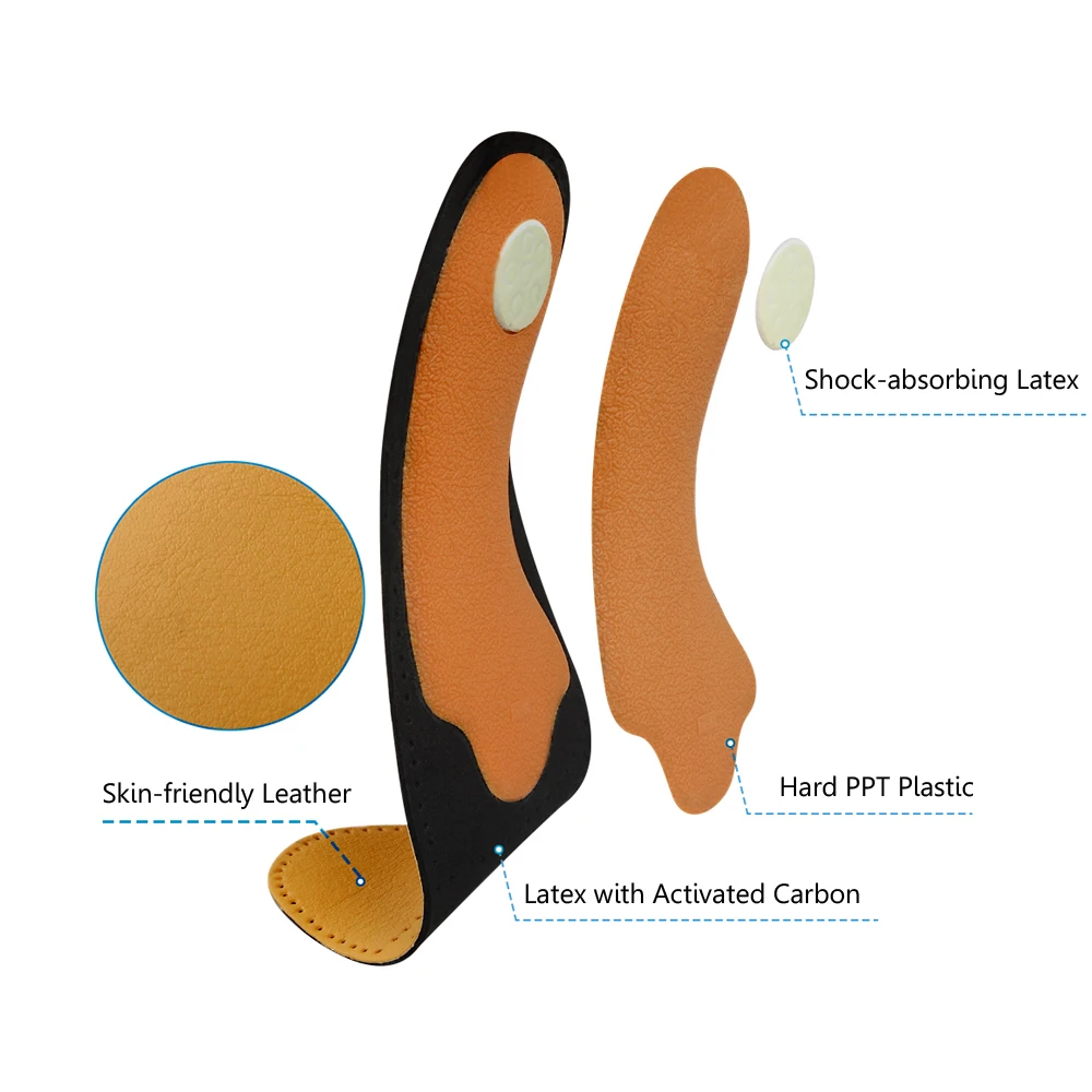 Soumit Leather Orthotic Insole Arch Support Orthopedic Insoles for Flat Foot Correct Insert Men Women Insoles Cowskin Shoes Pads