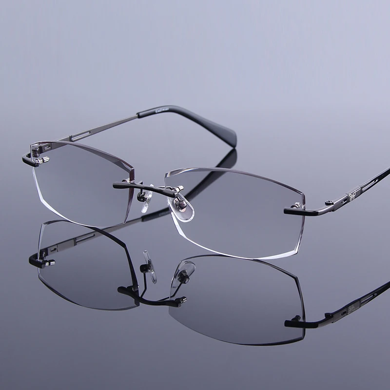 

Modern Style Frameless Reading Glasses Men Diamond Cutting Edge Hyperopia Presbyopic Eyewear HD Lens Anti-reflective Spectacles