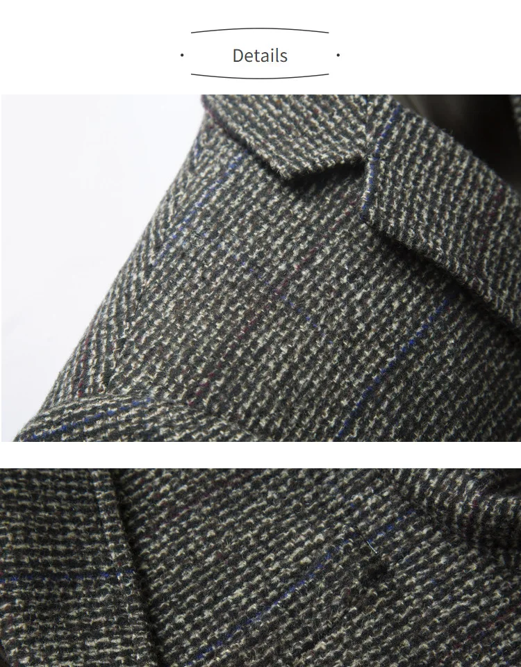 Повседневный Бизнес-платье, пиджак мужской стиль Elgland, мужской шерстяной пиджак с заплатками на локоть, клетчатый твидовый пиджак, приталенный M-4XL