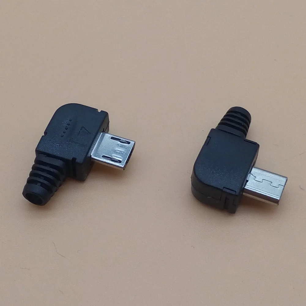 

10sets Micro 5P USB male Plug Solder type Tail Charging plug 90 Degree 3 in 1 Connector DIY Black