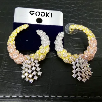 

GODKI Famous Brand Drops Luxury Dangle Earrings for Women Wedding Full Micro CZ Cubic Zircon Crystal CZ Bohemia Hot Earring 2019