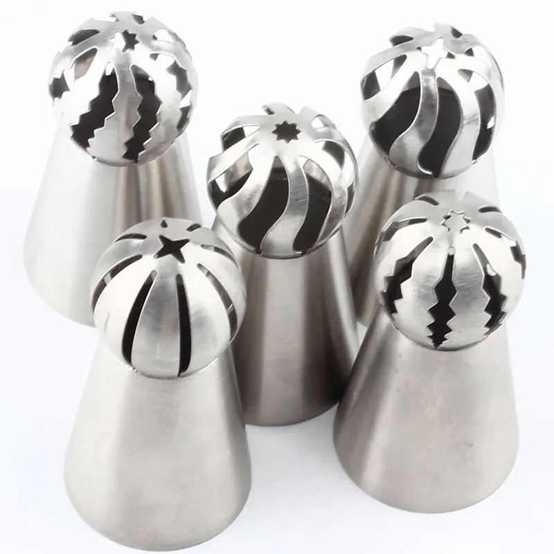 

Russian Piping Nozzle 5 Styles Sphere Ball Icing Confectioners Pastry Tips Sugarcraft Cupcake Decorator Kitchen Bakeware Tools