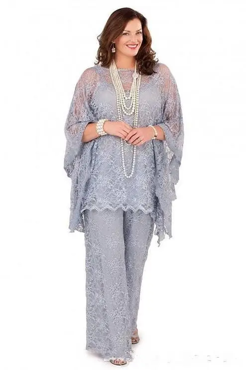 

Plus Lilac 3 Pieces Mother of the Bride Groom Dresses Pants Suits Puffy Sleeve