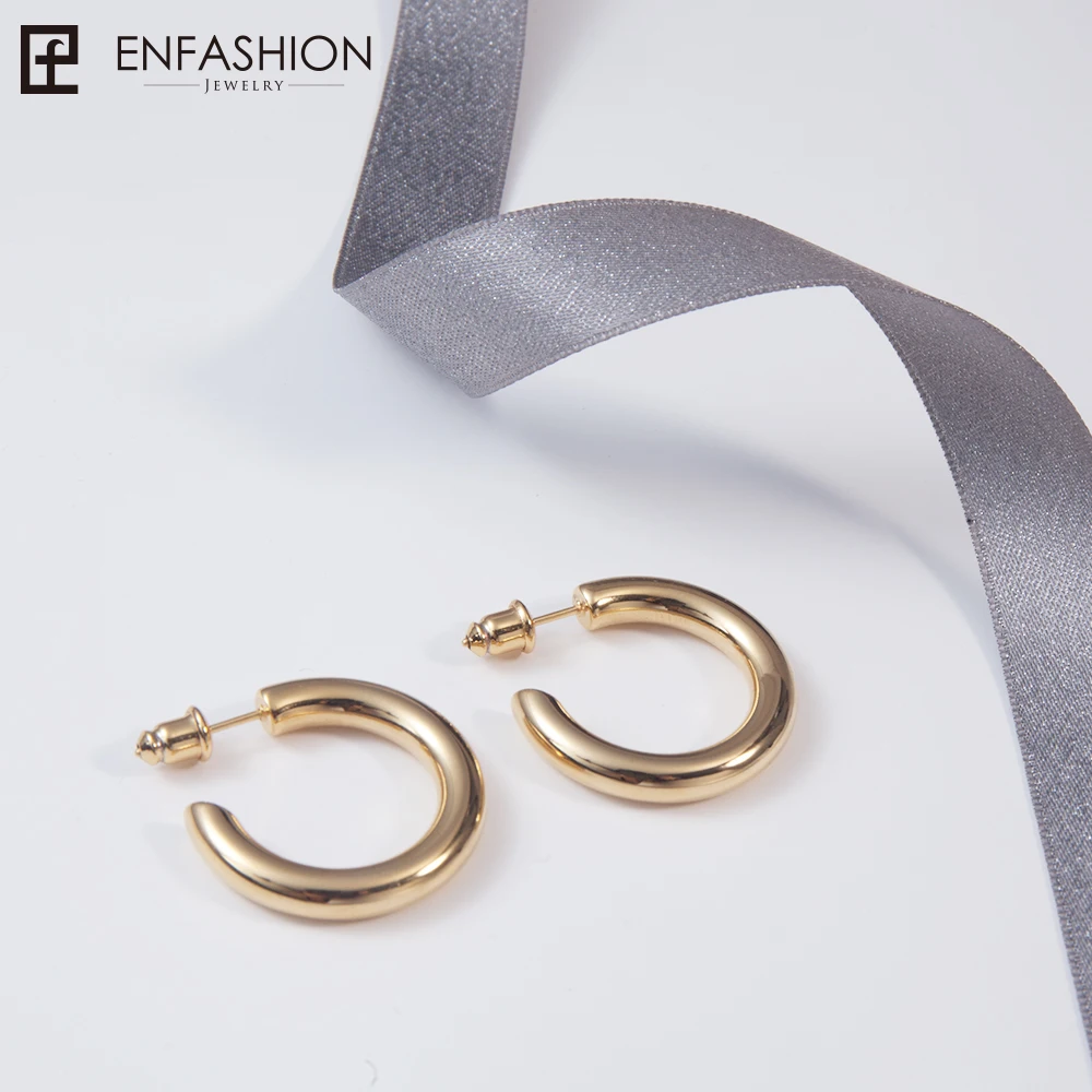 Enfashion, маленькие серьги-кольца, чистый золотой цвет, вечность, серьги из нержавеющей стали, круглые серьги для женщин, ювелирные изделия EC171023