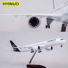 1/142 масштаб 47 см самолет Airbus A350 Lufthansa авиакомпания Модель W светодиодный светильник и колесо литой пластик Смола самолет для сбора