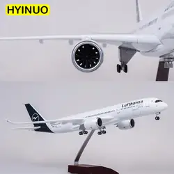 1/142 масштаб 50,5 см самолета Airbus A350 Lufthansa авиакомпании Модель W светодиодный свет и литой колесный Пластик смолы плоскости для коллекции