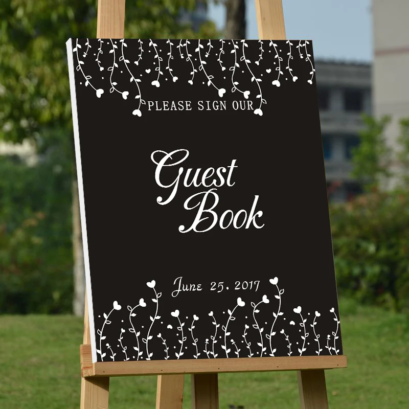 

Rustic Wedding Guest Book,Personalized Wedding Guestbook,Custom Signature Book,Black Canvas Guestbook,mariage Decoration Gifts