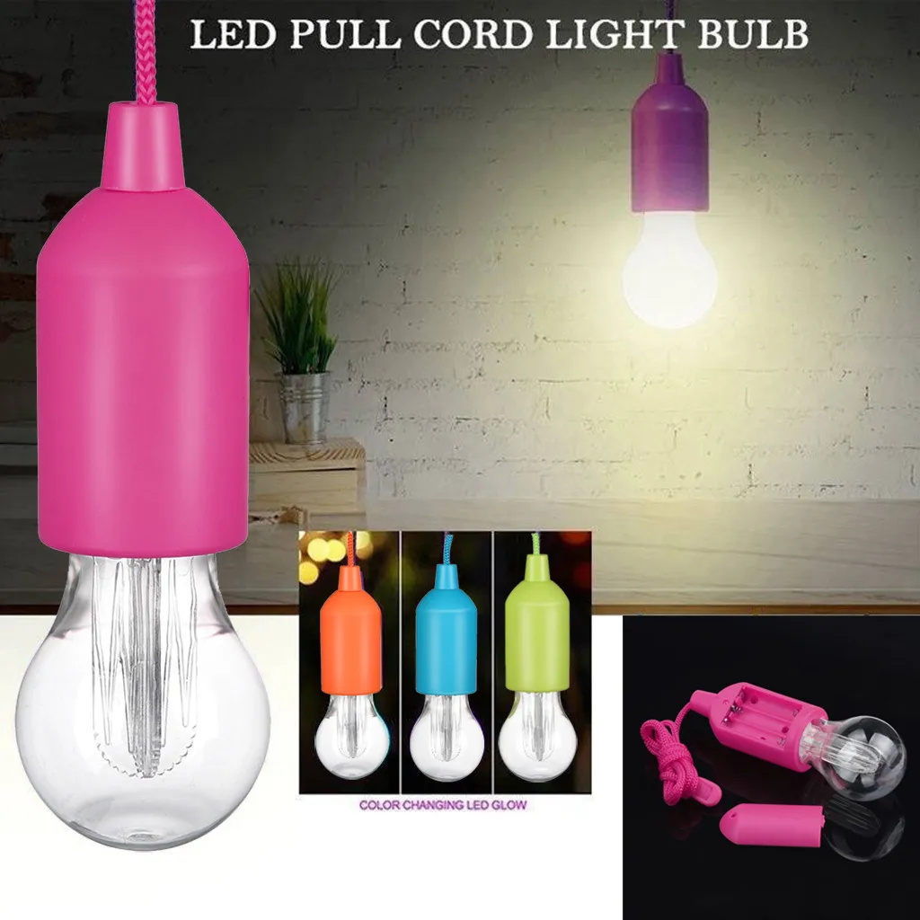 

Portable LED Bulb Light On A Rope Reading Lamp White Battery Operated Pull Cord NEW ARRIVED #20190104
