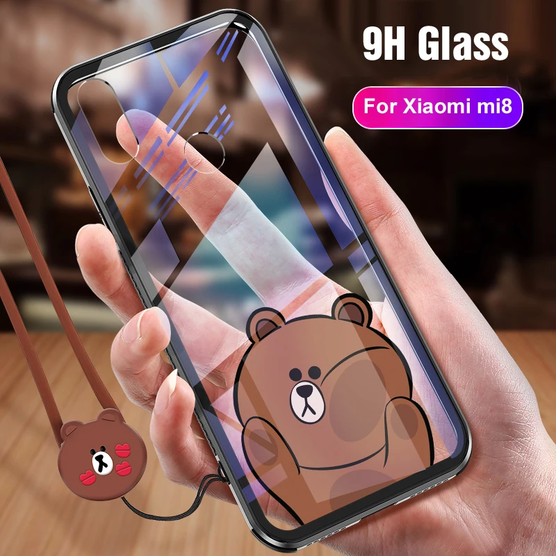 Чехол для Xiaomi Mi 8 mi8 с мультяшным рисунком из закаленного стекла взрывозащищенный