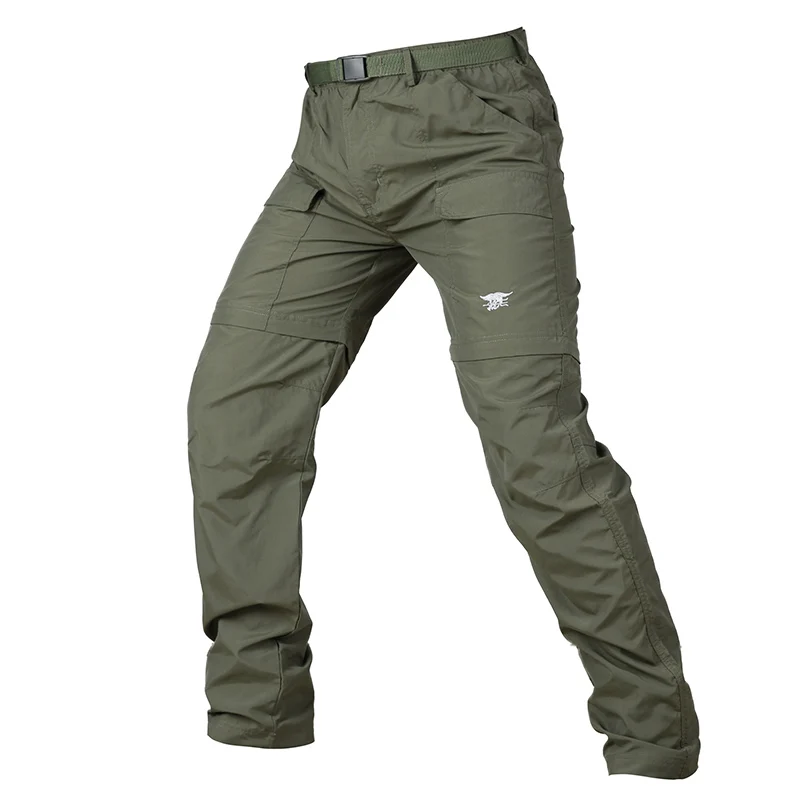 Refire gear камуфляжные уличные отстегивающиеся брюки мужские летние походные быстросохнущие брюки до колен на молнии съемные походные брюки - Цвет: Army Green