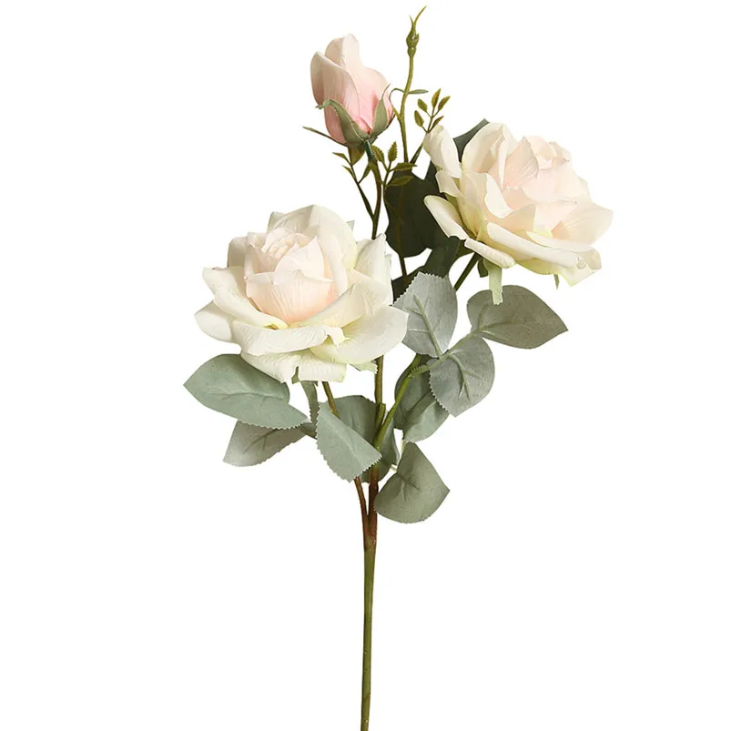 11cm Rose Flannel Peony Artificial Flowers Bouquet 3 Big Head and 1 Bud Cheap Fake Flowers for Home Wedding Decoration 40JUN2702