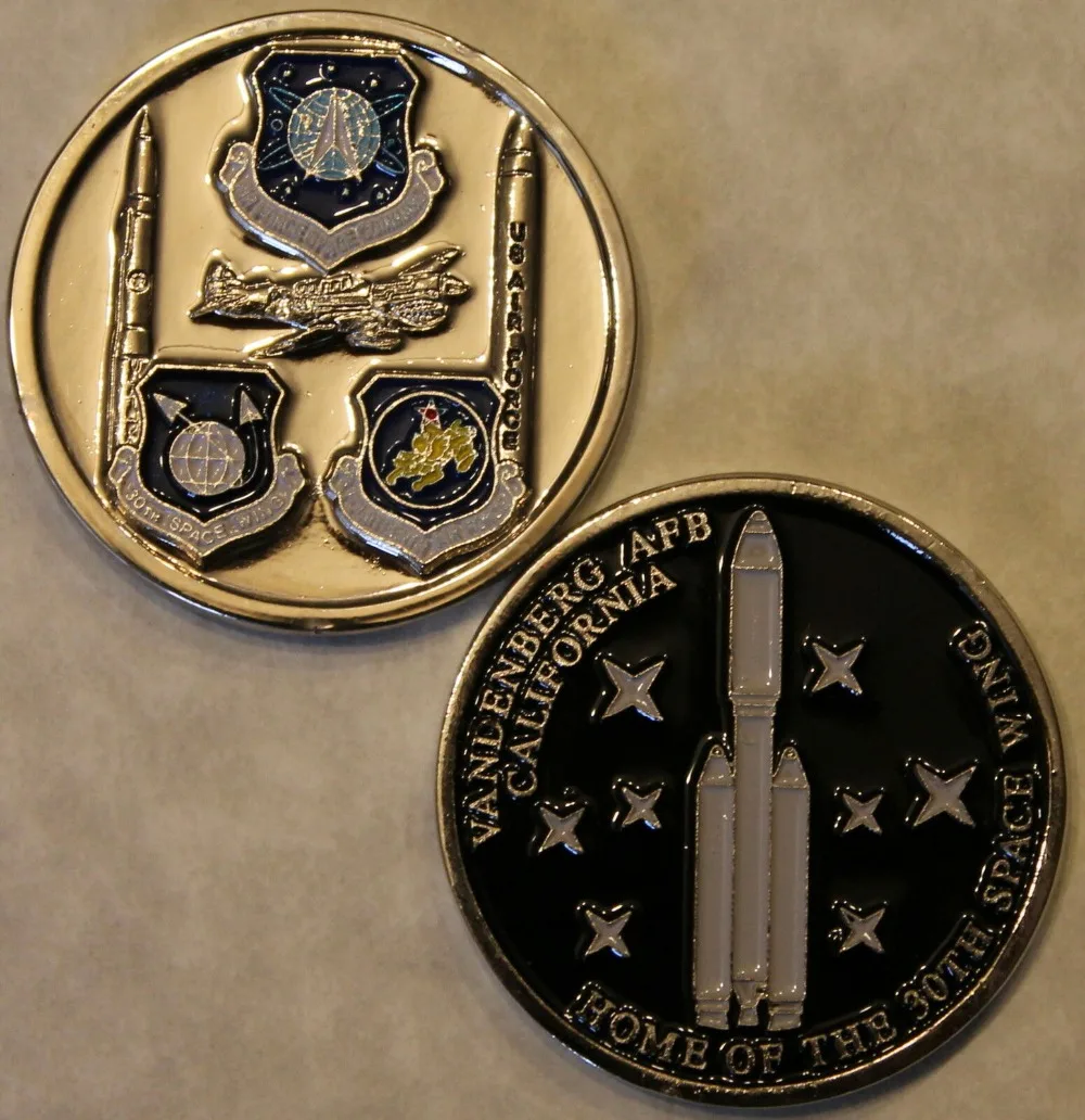 

30th Space Wing Missile Space Launch Vandenberg Air Force Base CA Challenge Coin, 50/100/200pcs/lot, DHL Free Shipping