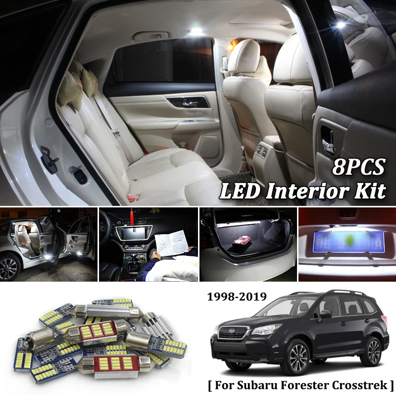 8x White Canbus Led Car Interior Lights Package Kit For 1998