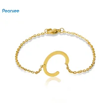 PEONIEE 26 letters bracelet for women stainless steel gold initial letter bracelet women gift jewelry цена PEONIEE 26 letters bracelet for women stainless steel gold initial letter bracelet women gift jewelry цены онлайн