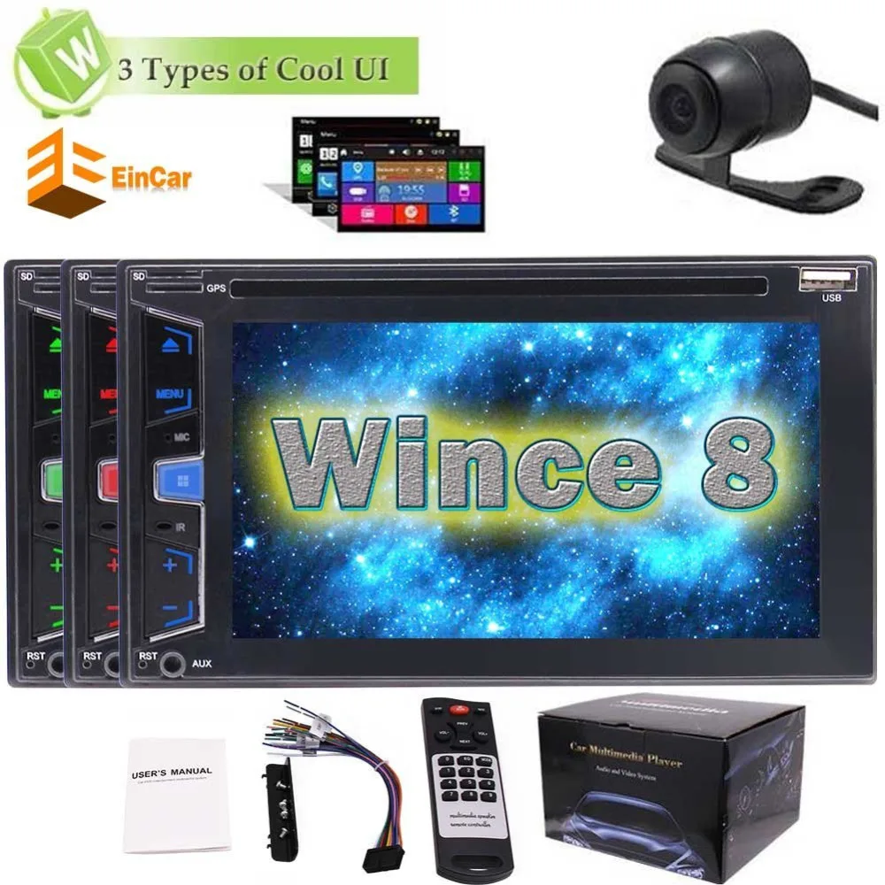 

2 Din 6.2'' Car Radio Stereo Autoradio Bluetooth FM AM RDS Receiver DVD Player USB SD Aux Steering wheel Control Headunit+camera