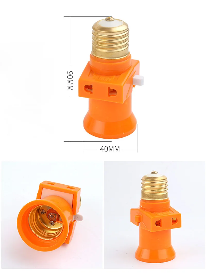 Светодиодный E27 B22 с коммутатором Jack основания светильника света разъем устойчивостью Кепка с вышивкой подвеска Тип штык держатель лампы - Цвет: E27 2 Thread Orange