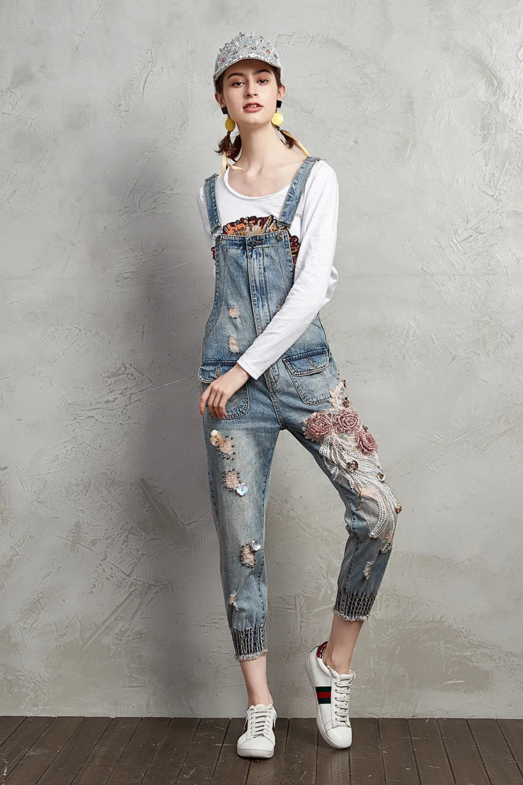 denim loose jumpsuit