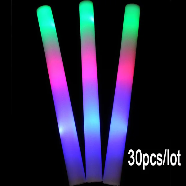 30 шт./лот семь Цвет пены LED палке ралли восторженные развеселить трубки мягкой свечение Батон палочки для праздника