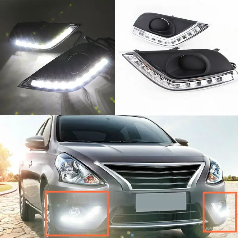 

2PCS LED Daytime Running Lights DRL LED Fog Lamp for NISSAN SUNNY VERSA 2014-16