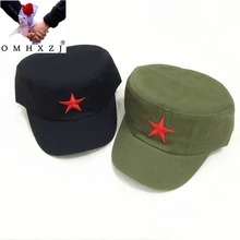 OMH пятиконечная звезда Кепка с плоским верхом Военная Кепка армейская зеленая шапочка со звездой Военная тренировочная парусиновая шляпа MZ56