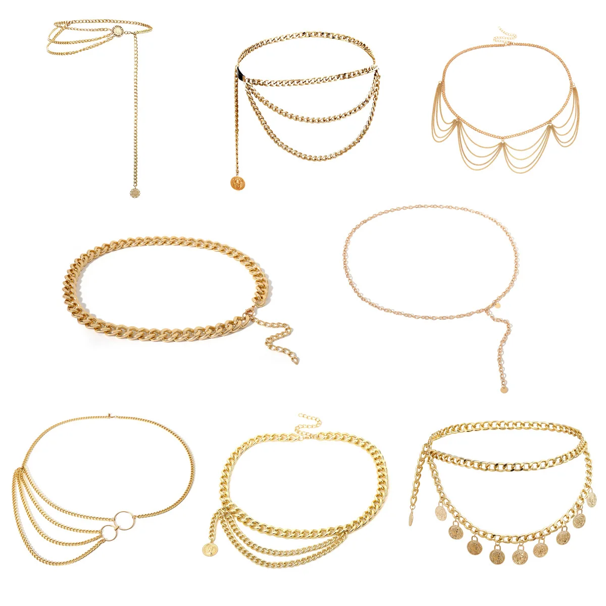 

2019 Chunky Fringes Silver Color Belts for Female Fashion Belt Hip High Waist Gold Narrow Metal Chain for Women Ceinture Femme