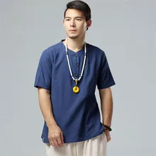 6XL хлопок Льняная мужская рубашка Новинка Стенд воротник Повседневная мужская рубашка Slim Fit Мужские рубашки с коротким рукавом