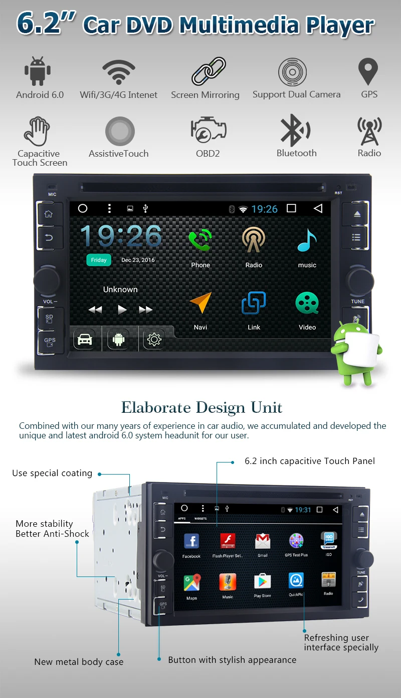 Clearance Android 6.0 Car DVD Player GPS Navi Touchscreen HD Auto Stereo 4 CORE Radio USB 0 Clearance Android 6.0 Car DVD Player GPS Navi Touchscreen HD Auto Stereo 4 CORE Radio USB 0