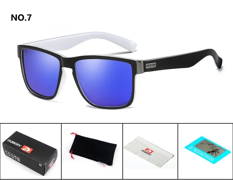 DUBERY солнцезащитные очки для мужчин и женщин Поляризованные новые модные квадратные Винтажные Солнцезащитные очки для спорта вождения Ретро зеркало роскошный бренд - Цвет линз: 7