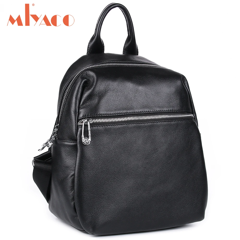 MIYACO Casual Backpack Women Genuine Leather Backpacks Black Teenage Girls School Bag pack mochila feminina цена MIYACO Casual Backpack Women Genuine Leather Backpacks Black Teenage Girls School Bag pack mochila feminina цены онлайн