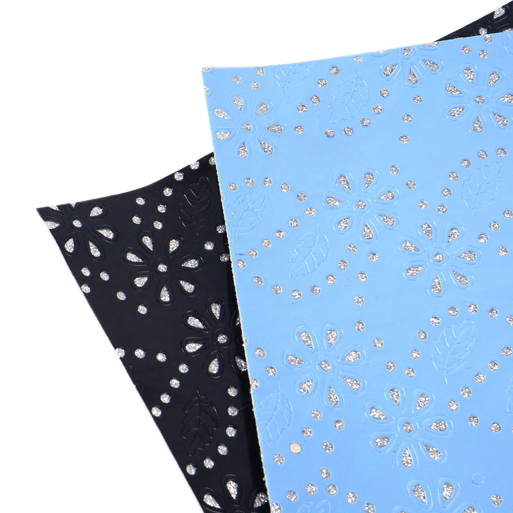 

David accessories 20*34cm flower dots Glitter Punching Hollow Synthetic Leather Fabric,DIY HairBow Bag Shoes Sewing,1Yc5980