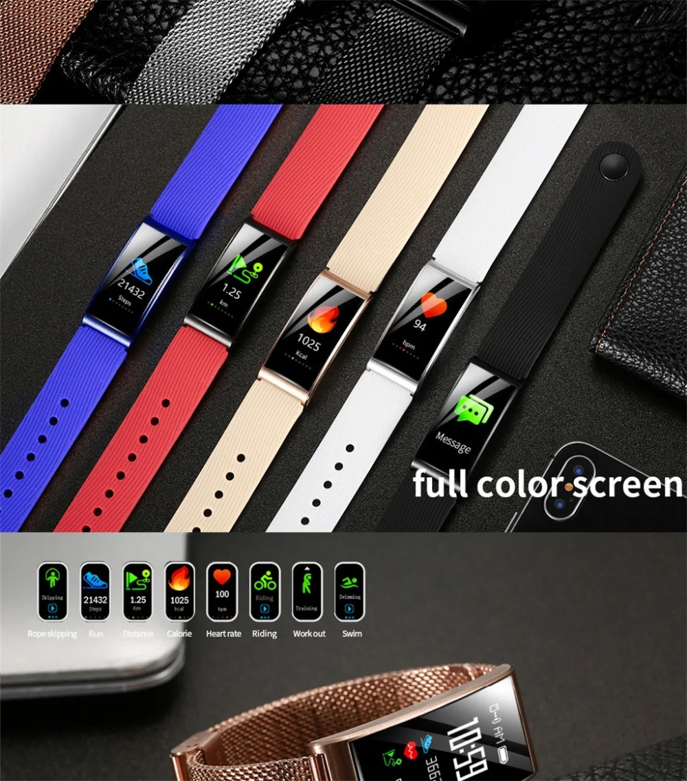 IP68 Smart Watch Sports Fitness Heart Rate Monitor Smart Watch For IOSAndorid 0.96 Inch TFT Full Visual Color Screen 40AP02 (2)