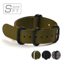 1 шт., высокое качество, 20 мм, 22 мм, 24 мм, нейлоновый ремешок для часов Nato Zulu, ремешок для часов с 5 кольцами, черный, серебристый цвет, пряжка, аксессуары для часов