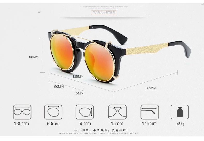 JackJad новые модные круглые солнцезащитные очки на застежке в стиле стимпанк съемные брендовые дизайнерские Винтажные Солнцезащитные очки Oculos De Sol