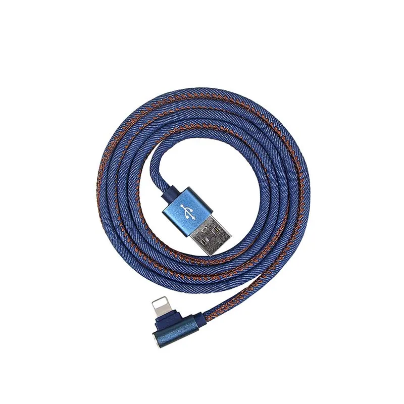 FDBRO درجة الدنيم كابل ل فون المصغّر usb نوع C شحن شاحن L الكوع البيانات رمز سلك ل فون X 8 لسامسونج غالاكسي