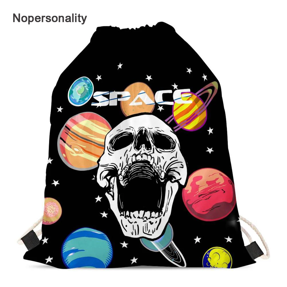 Nopersonality Cool Sugar Skull Drawstring Bag for Women Black Men Travel Storage Bag Small Kids Boys