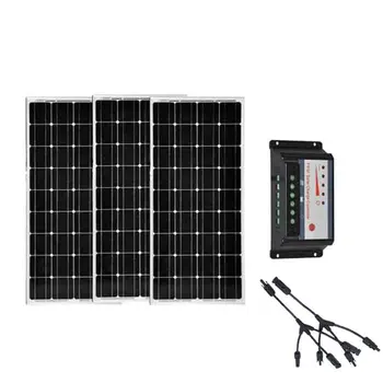 

Placa Solar 12v 100w 3 Pcs Solar Panels Kit 36v 300w Solar Charger Solar Charge Controller 12v/24v 30A PWM RV Motorhome Caravn