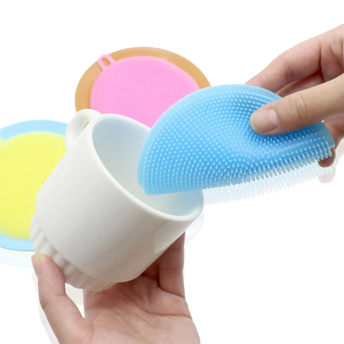 Силиконовая щетка для мытья посуду мытья кухонной емкость для моющего средства кисть чаша ветоши чистки могут быть использованы повторно полировальный диск