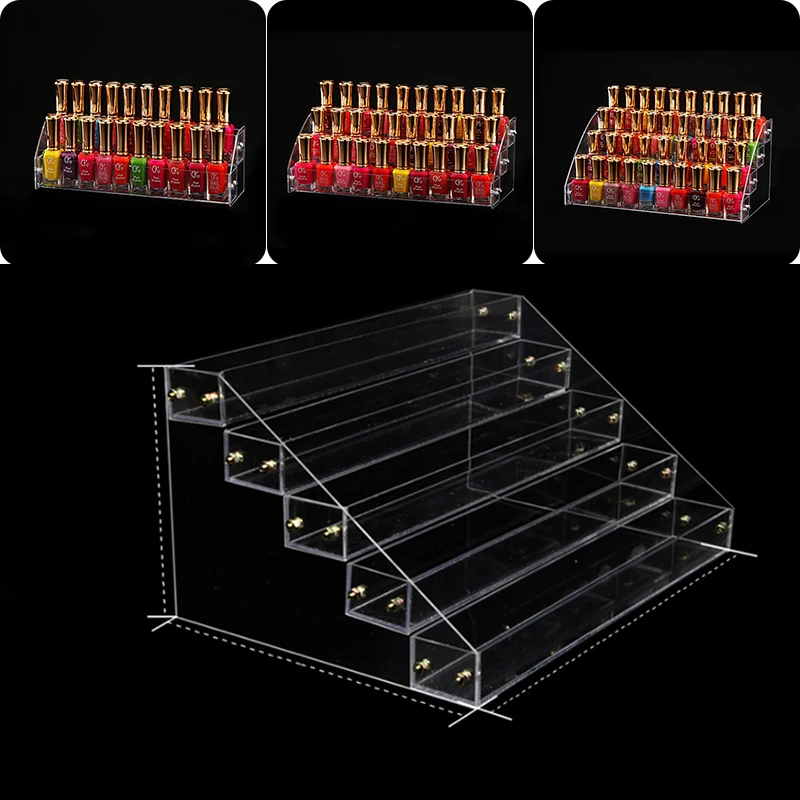 Модный прозрачный 2-5 слоев лак для ногтей стойка лак дисплей макияж хранение Органайзер полка косметический Органайзер для домашнего
